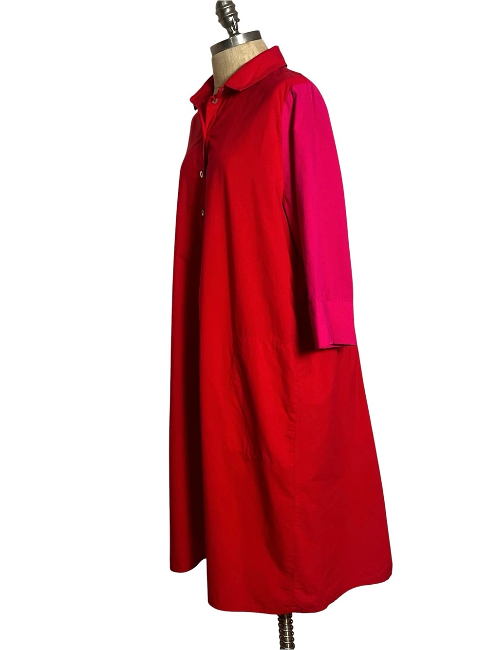 Alembika Orange Pink Colorblock Maxi Shirt Dress Size 2 Oversized Cotton Artsy - Picture 7 of 12